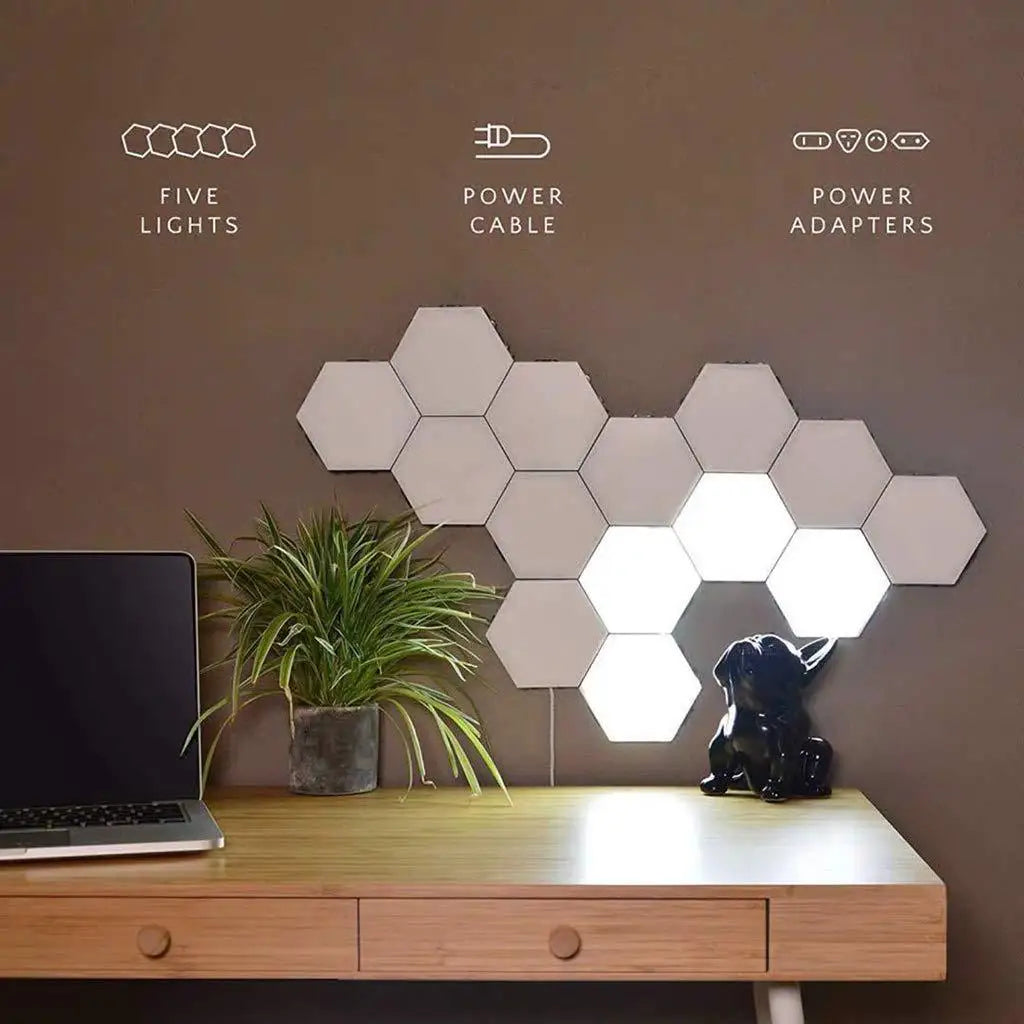 Stylish Touch Wall Lamp - Modular Honeycomb Design LED Light for Bedrooms - Magnetic Helios Quantum Decoration