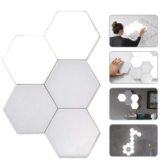 Stylish Touch Wall Lamp - Modular Honeycomb Design LED Light for Bedrooms - Magnetic Helios Quantum Decoration