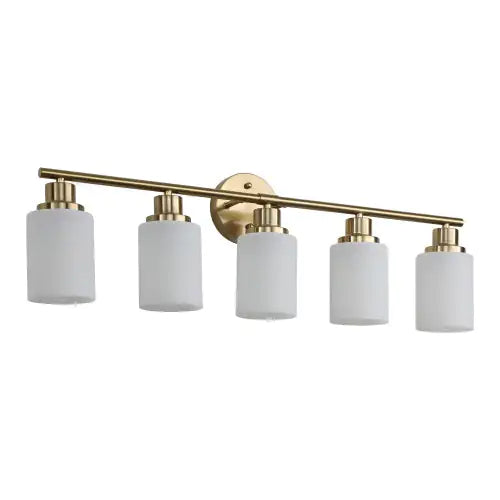 Luxury 5-Light Gold Bathroom Vanity Lamp – Modern Design with Frosted Glass Shades